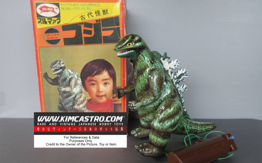 GODZILLA REMOTE CONTROL WALKING TIN TOY MONSTER BULL MARK BULLMARK.   ゴジラ リモコン 歩くブリキのおもちゃ モンスター ブルマーク ブルマァク。