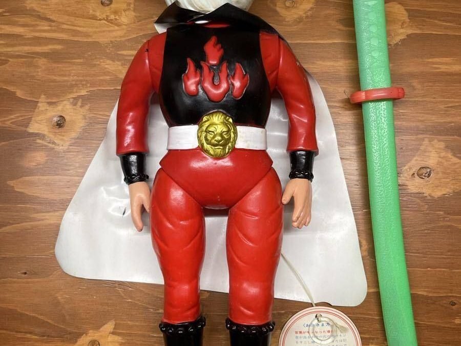 KAIKETSU LIONMARU LION MARU TALKING FIGURE SOFUBI PLASTIC SOFT VINYL TM TRADE MARK MODERN TOYS 7292. 快傑ライオン丸 ライオン丸 トーキングフィギュア ソフビ プラスチック ソフビTM 商標 モダントイズ 7292.