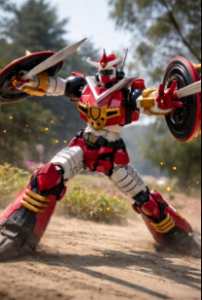 Mechander Robo in Action by Gemini AI Blitz Collection of Kim Castro. キム・カストロのジェミニAIブリッツコレクションによる「メカダーロボのアクション」