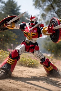 Mechander Robo in Action by Gemini AI Blitz Collection of Kim Castro. キム・カストロのジェミニAIブリッツコレクションによる「メカダーロボのアクション」